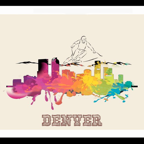 Denver Skyline Watercolor Art Poster 20x24